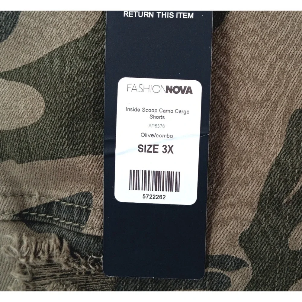 NEW Fashion Nova Shorts Womens 3X Inside Scoop Camo Cargo Cotton Stretch City 42